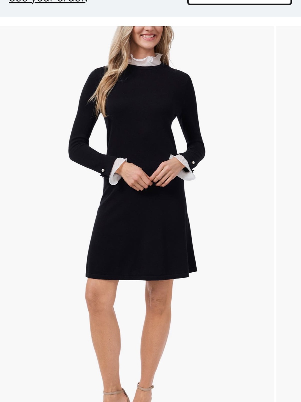 CeCe Ruffle Collar Long Sleeve
Sweater Dress